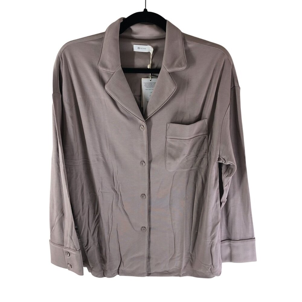 Neiwai Classic Cozy Button-Up Pajama Top 2.0 Smokey Rose Pink M